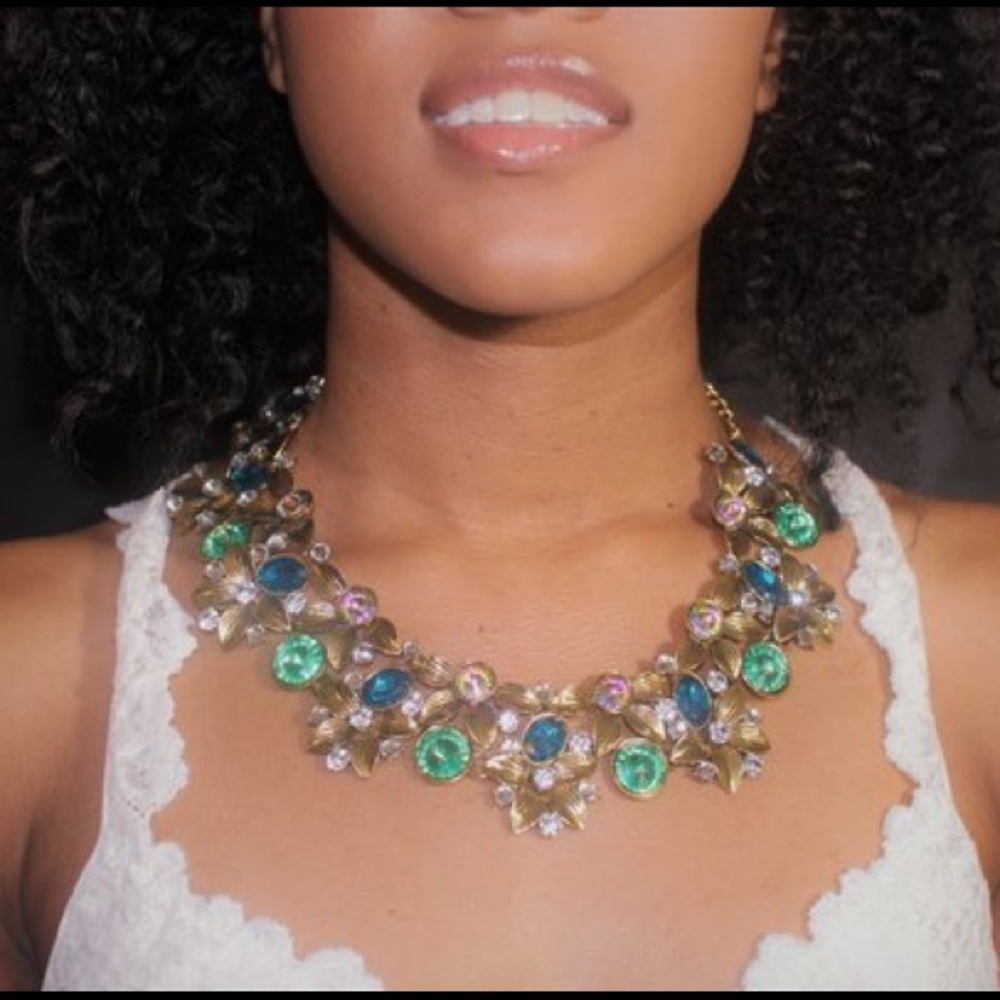 Peacock statement necklace